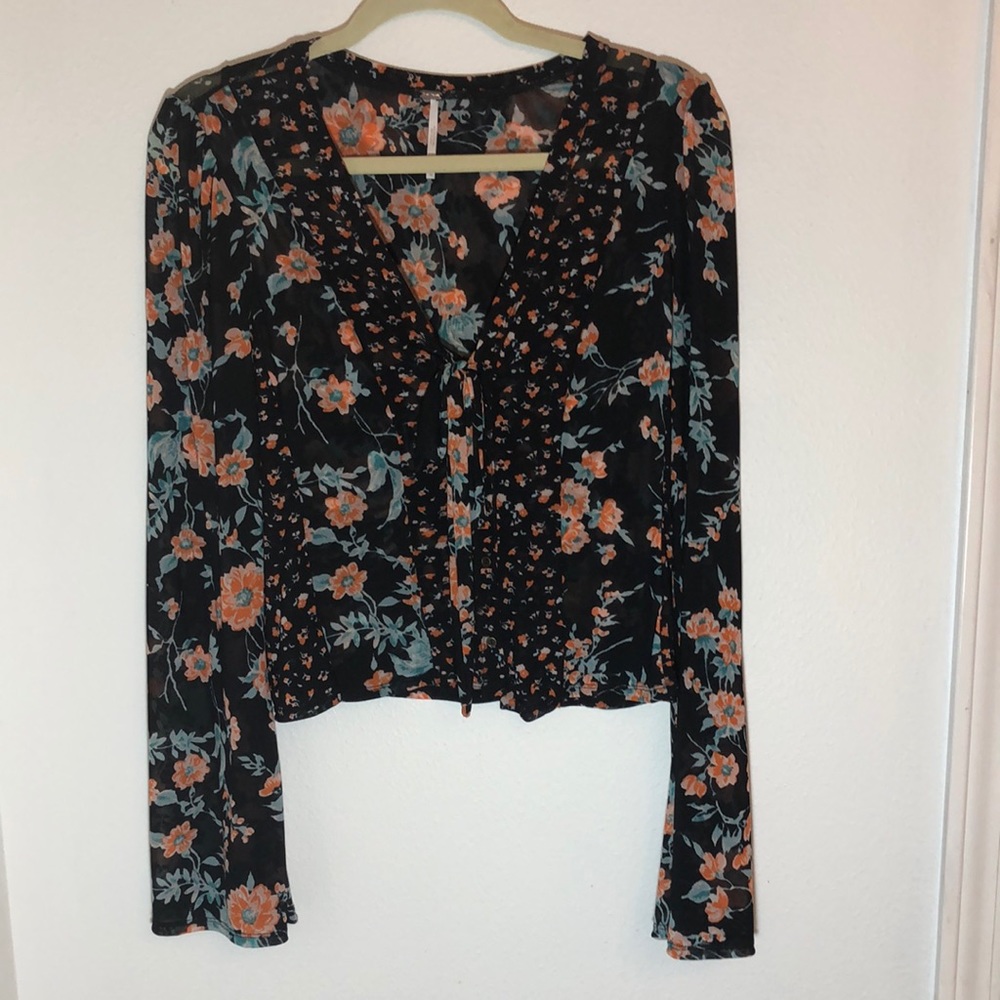 Free People medium tie front blouse